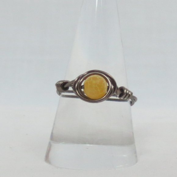 New Copper Hand Crafted Citrine Color Quartz Ring - Picture 3 of 9